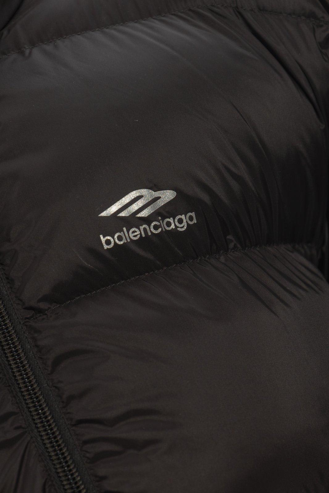 Shop Balenciaga Logo Printed Puffer Jacket In Black