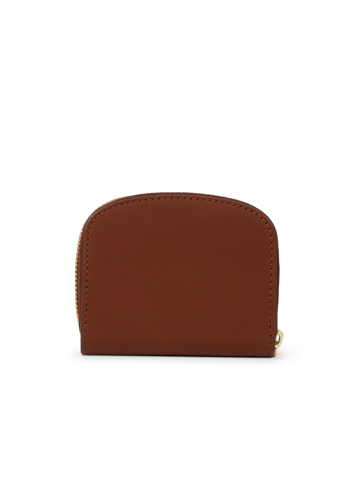 Shop Apc Small Demi Lune Brown Leather Wallet