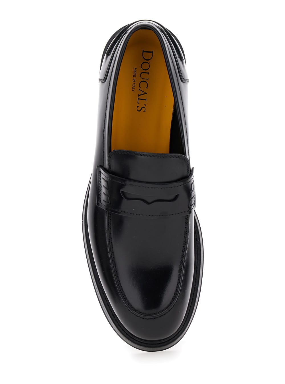 Shop Doucal's Adler Black Slip-on Loafers In Smooth Leather Man In Nero