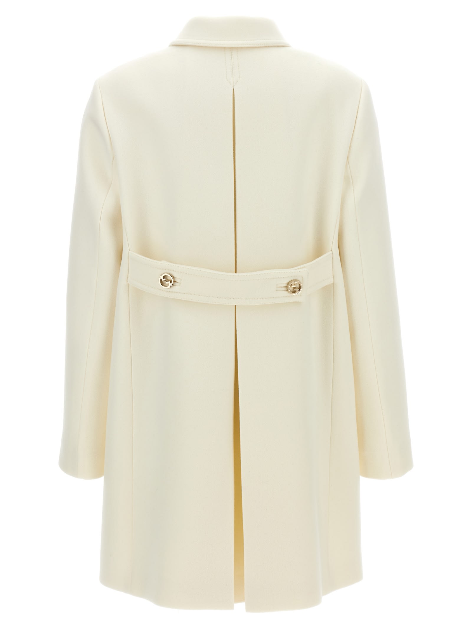 Shop Gucci Gg Double-breasted Coat In White