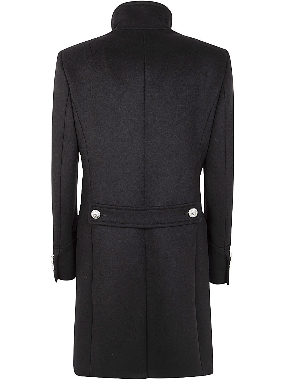 Shop Balmain Officer Virgin Wool Coat In Pa Noir