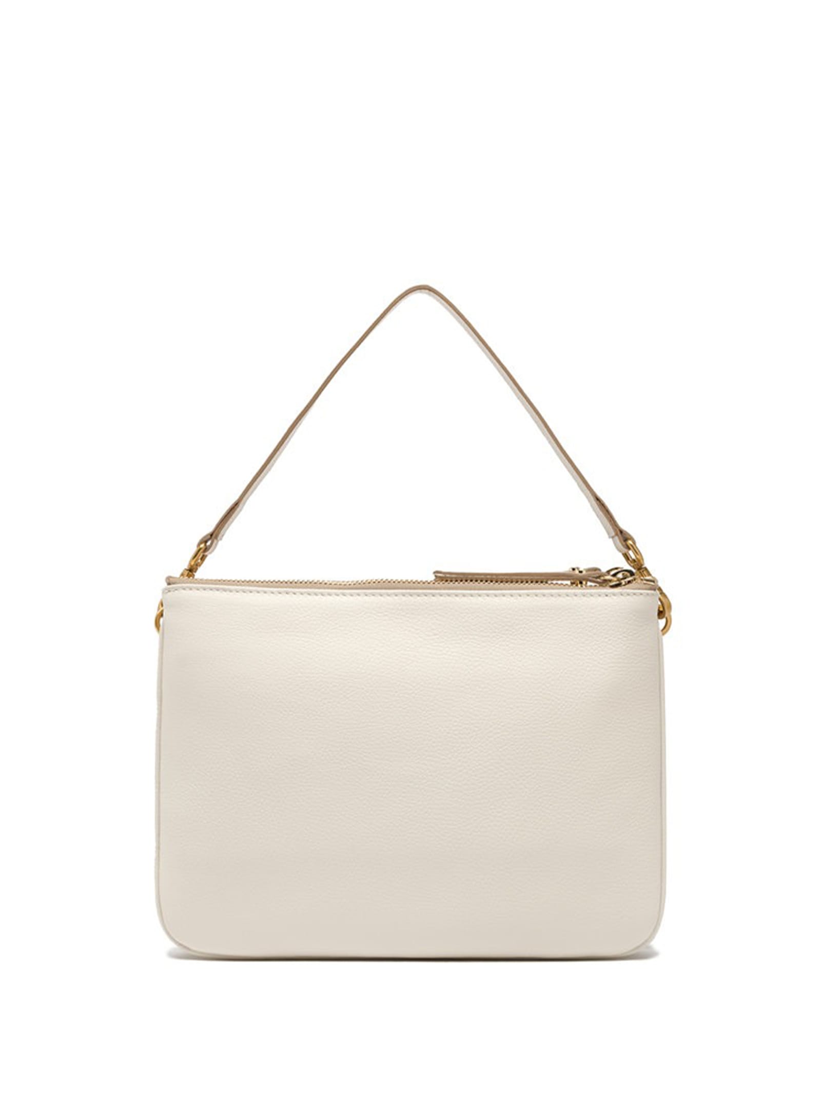 Shop Gianni Chiarini White Frida Shoulder Bag In Matte Leather In Marble