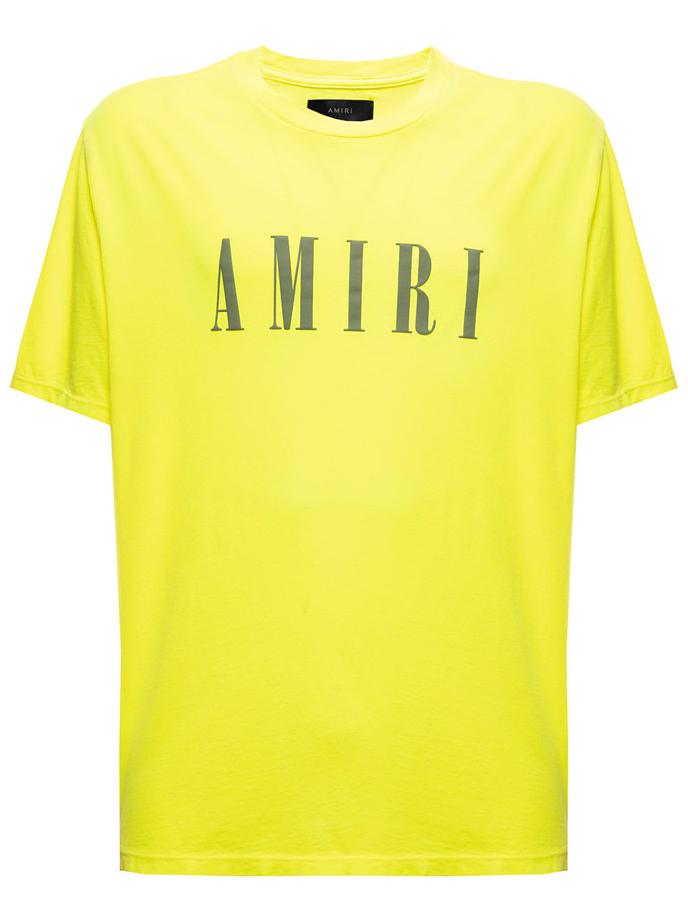 AMIRI Neon Yellow T-shirt In Jersey With Contrasting Core Logo Print To The Chest Amiri Man