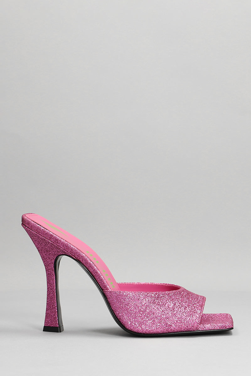 The Attico Anais Slipper-mule In Rose-pink Glitter