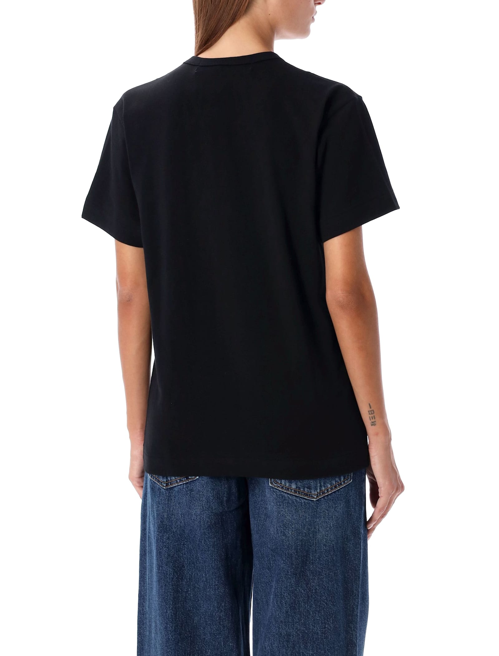 Comme Des Garçons Play Three Hearts T-shirt In Black