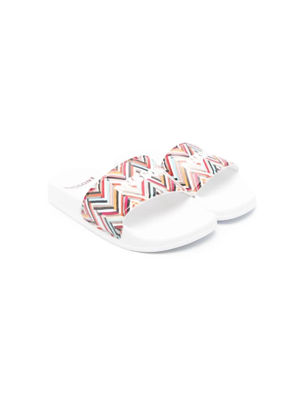 Shop Missoni Rubber Slippers With Logo And Blue Chevron Pattern In Multicolour