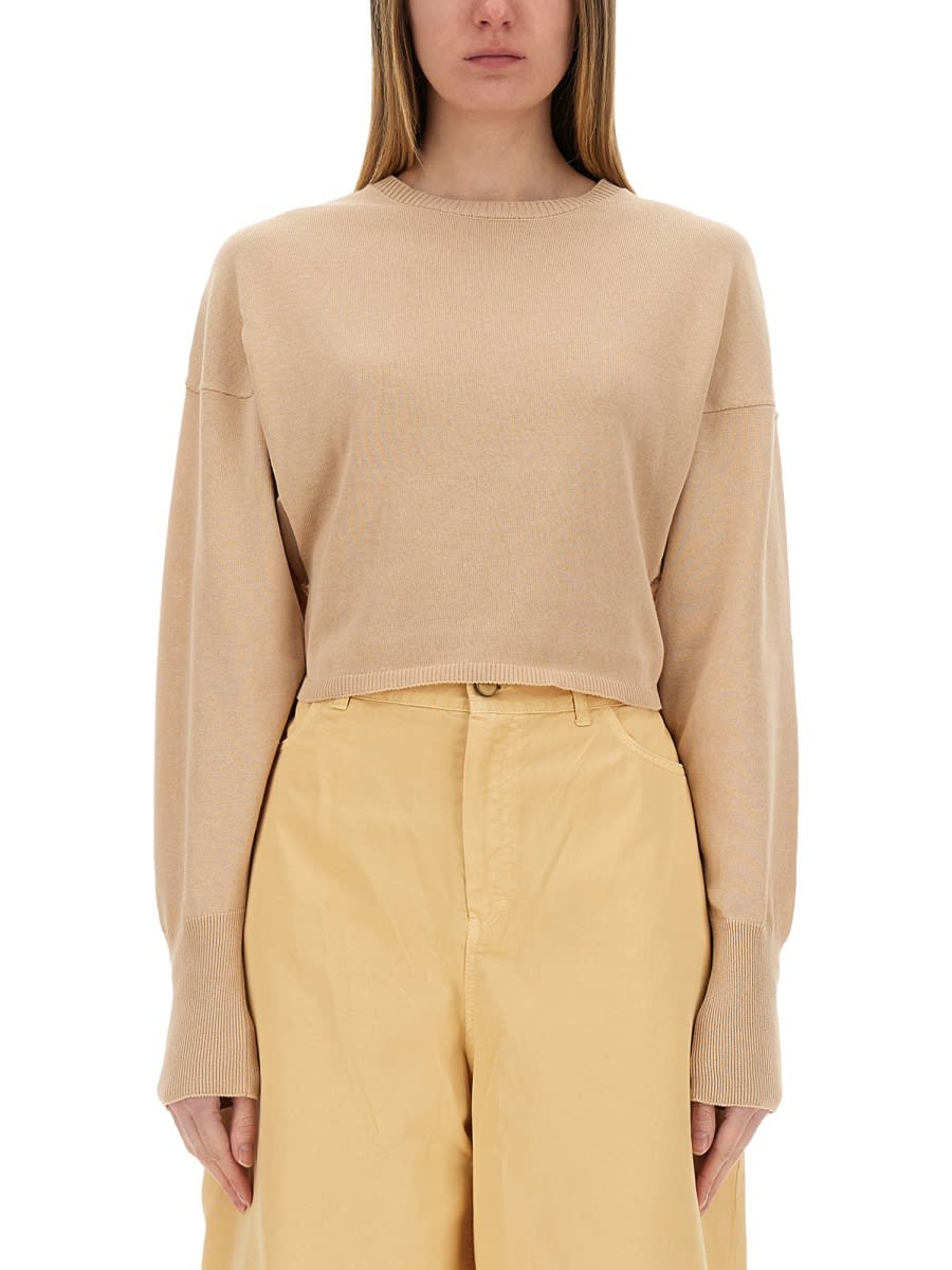 Shop Alysi Cropped Shirt In Nude