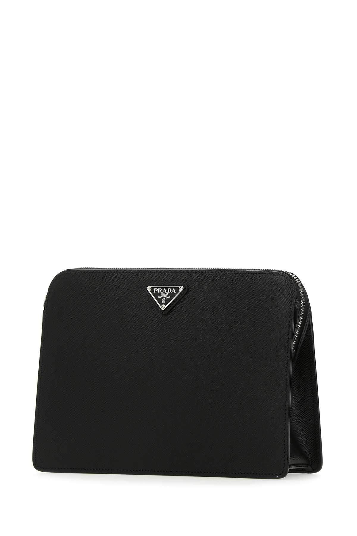Prada Black Leather Clutch In F0002