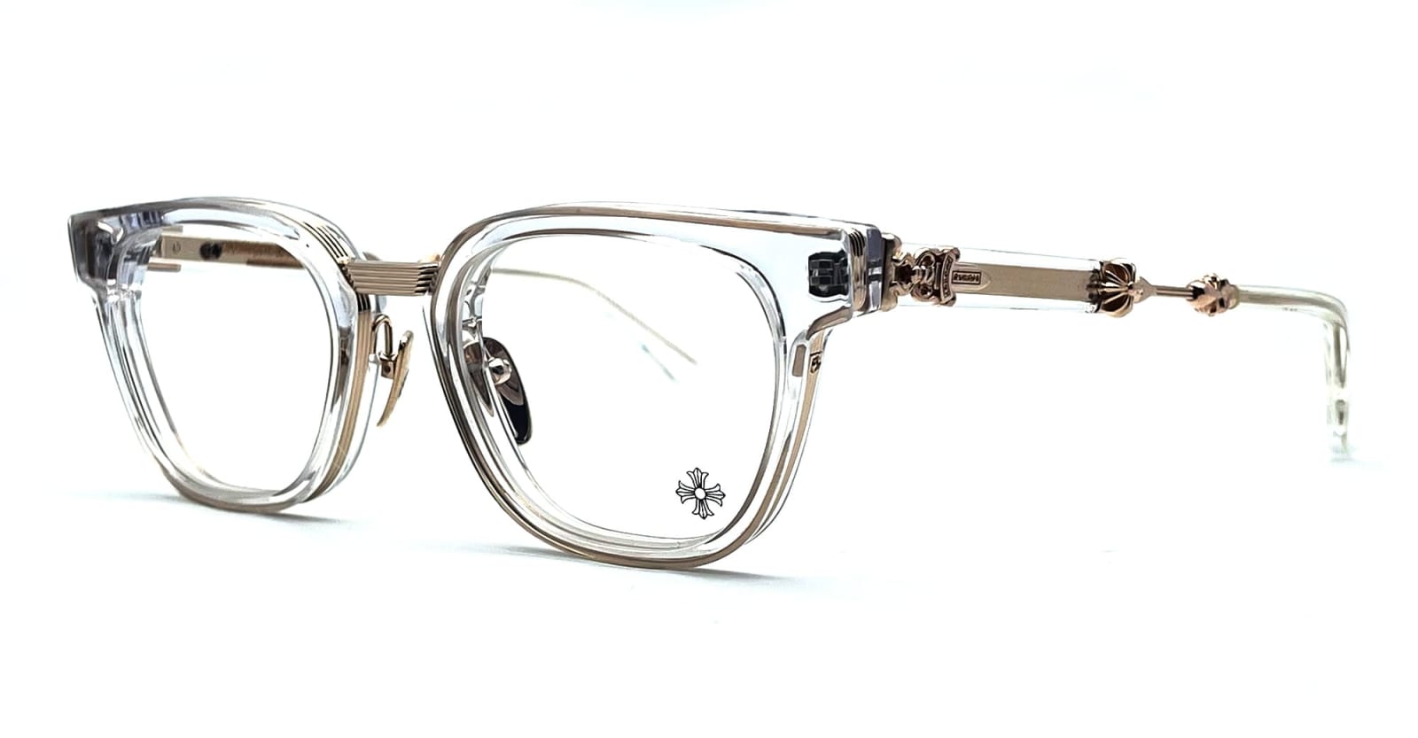Shop Chrome Hearts Duck Butter - Cristal / Gold Rx Glasses In Crystal