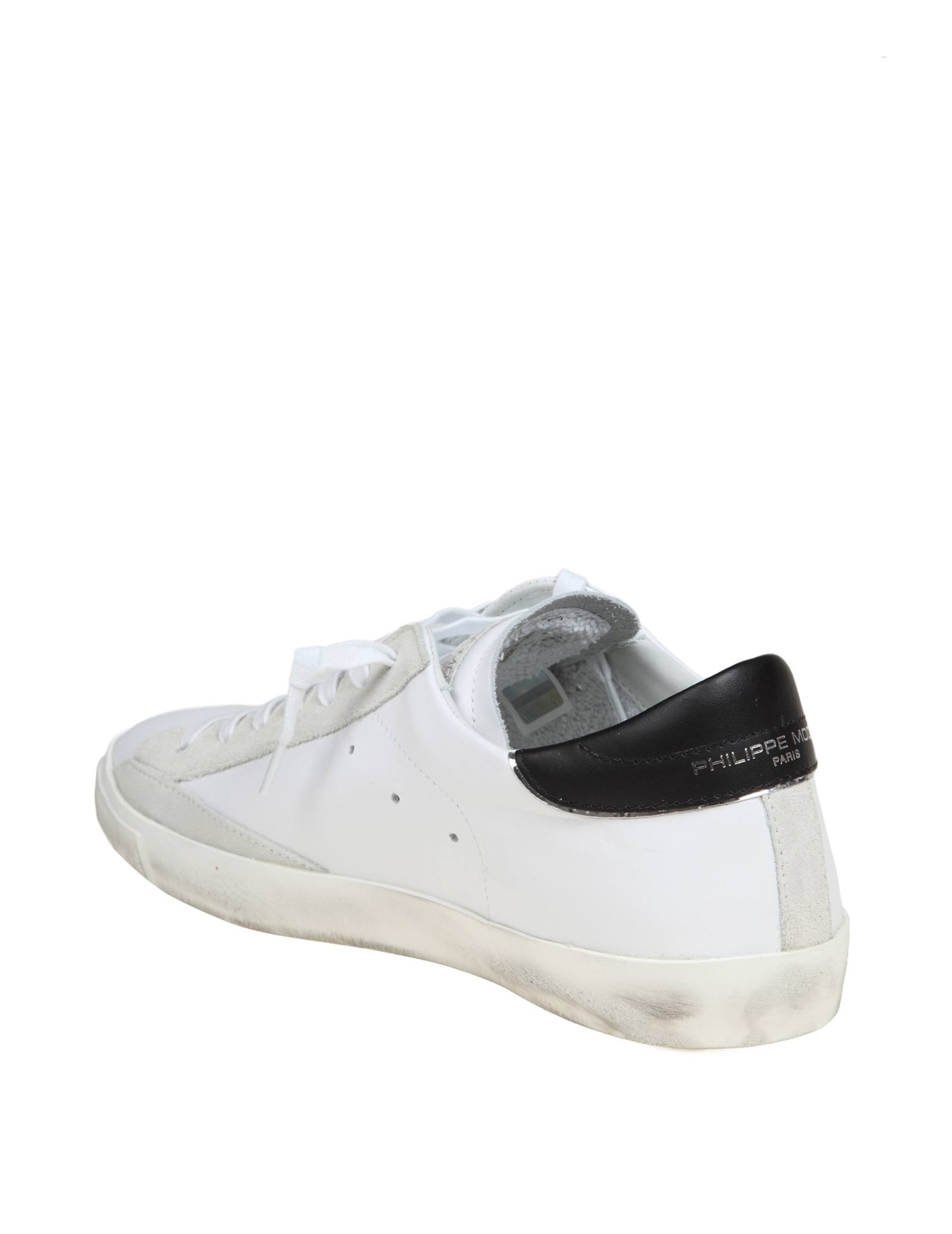 Shop Philippe Model Prsx Low Sneakers In White/black Leather