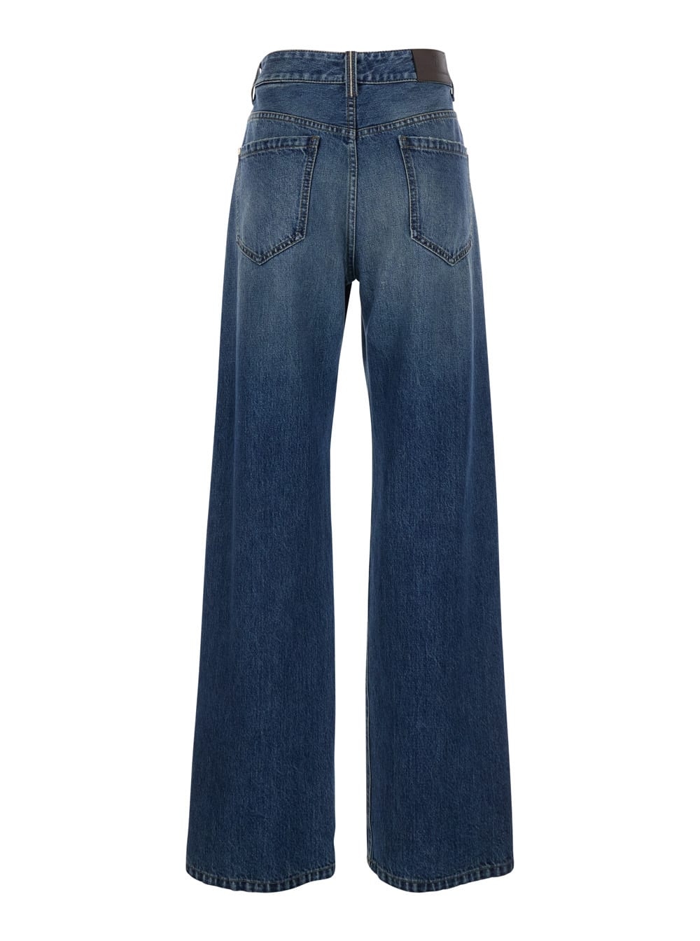 Brunello Cucinelli Blue Jeans With Logo Patch On The Rear And Monil Detail On The Loop In Denim Woman In Blue