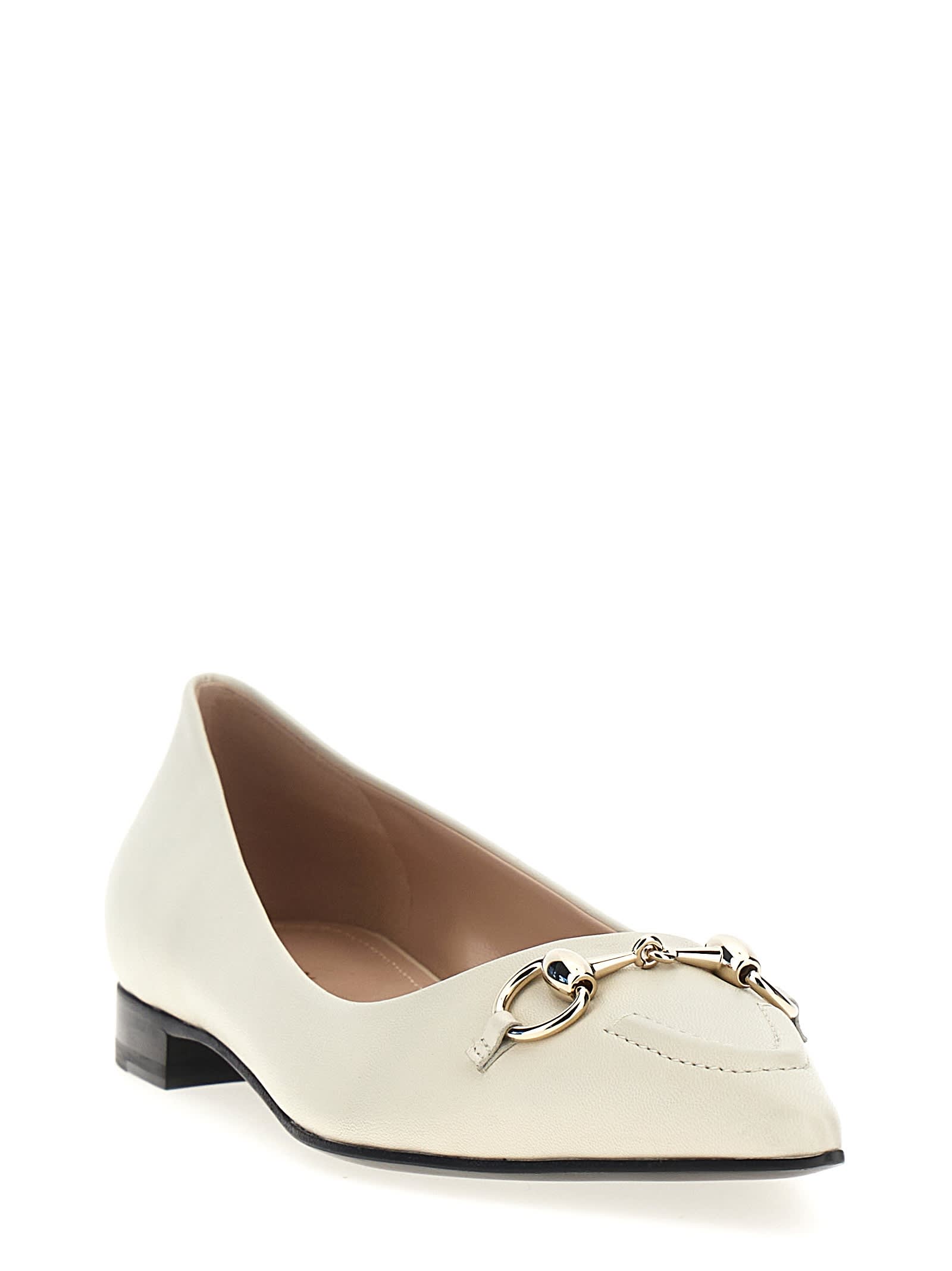 Shop Gucci Morsetto Ballet Flats In White