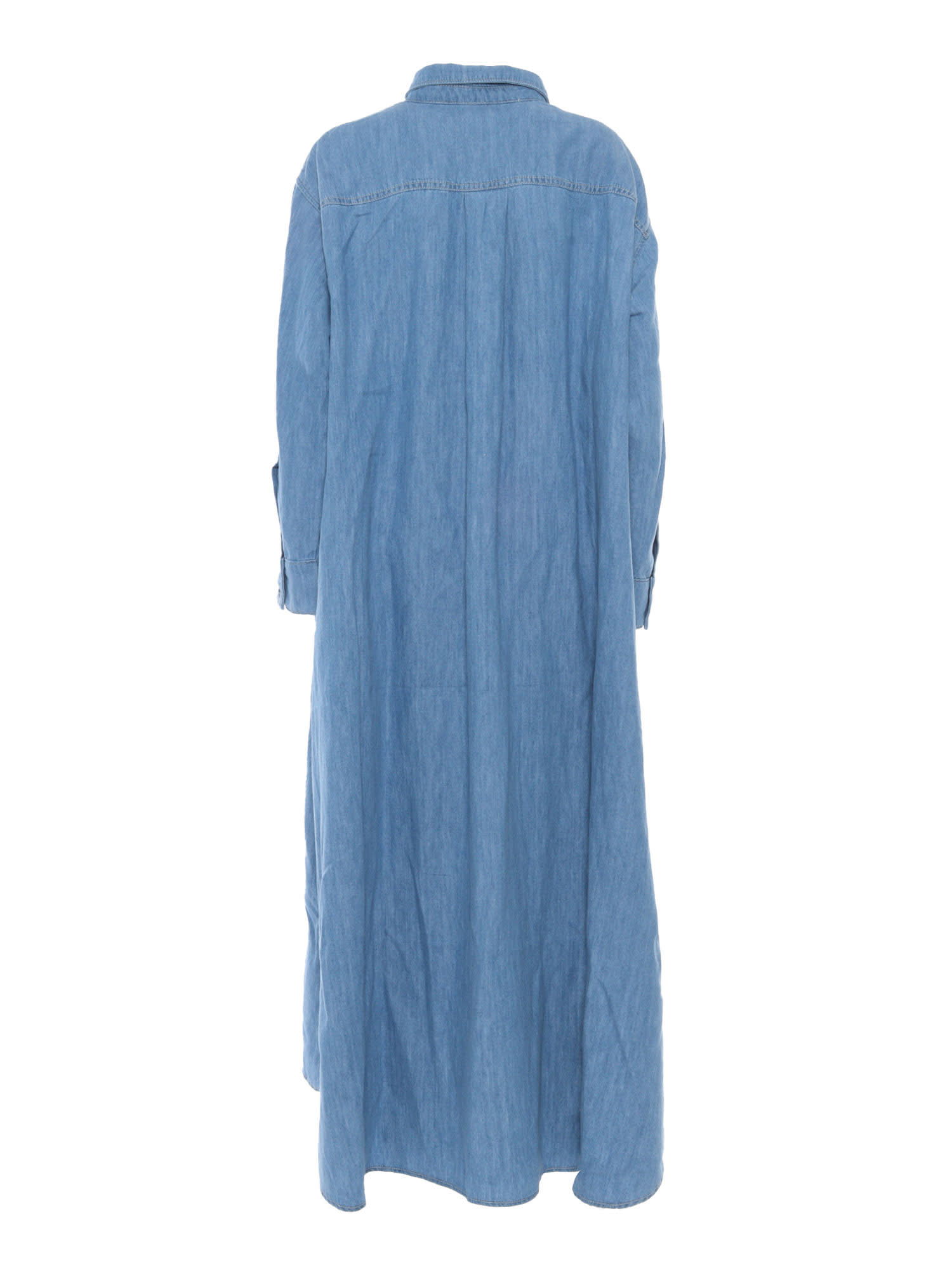 7 For All Mankind Long Denim Shirt Dress In Light Blue