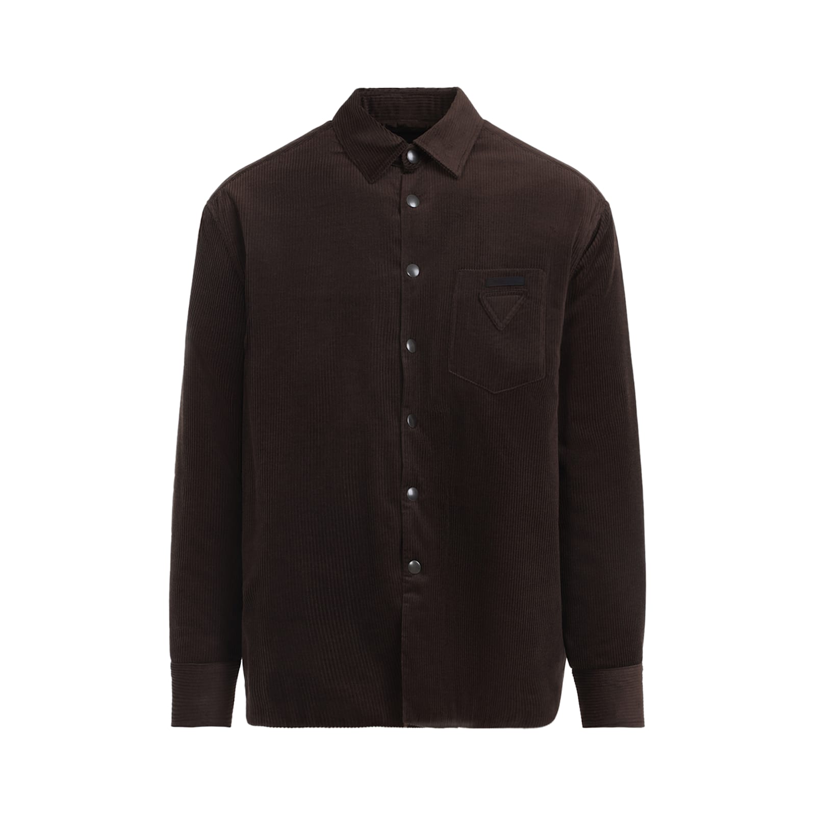 Prada Long Sleeve Corduroy Shirt Chest Pocket In Brown