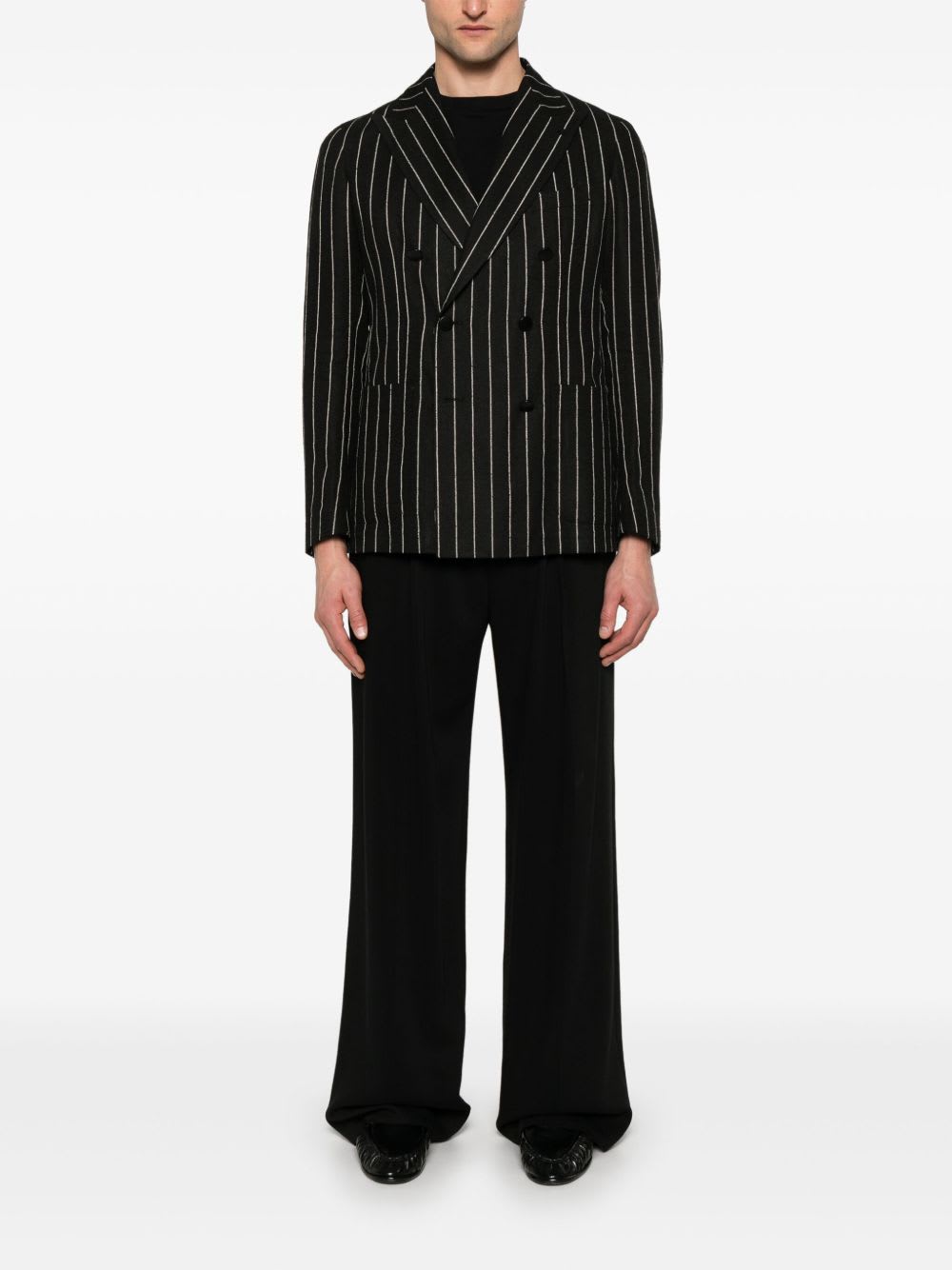 Tagliatore Striped Blazer In Black