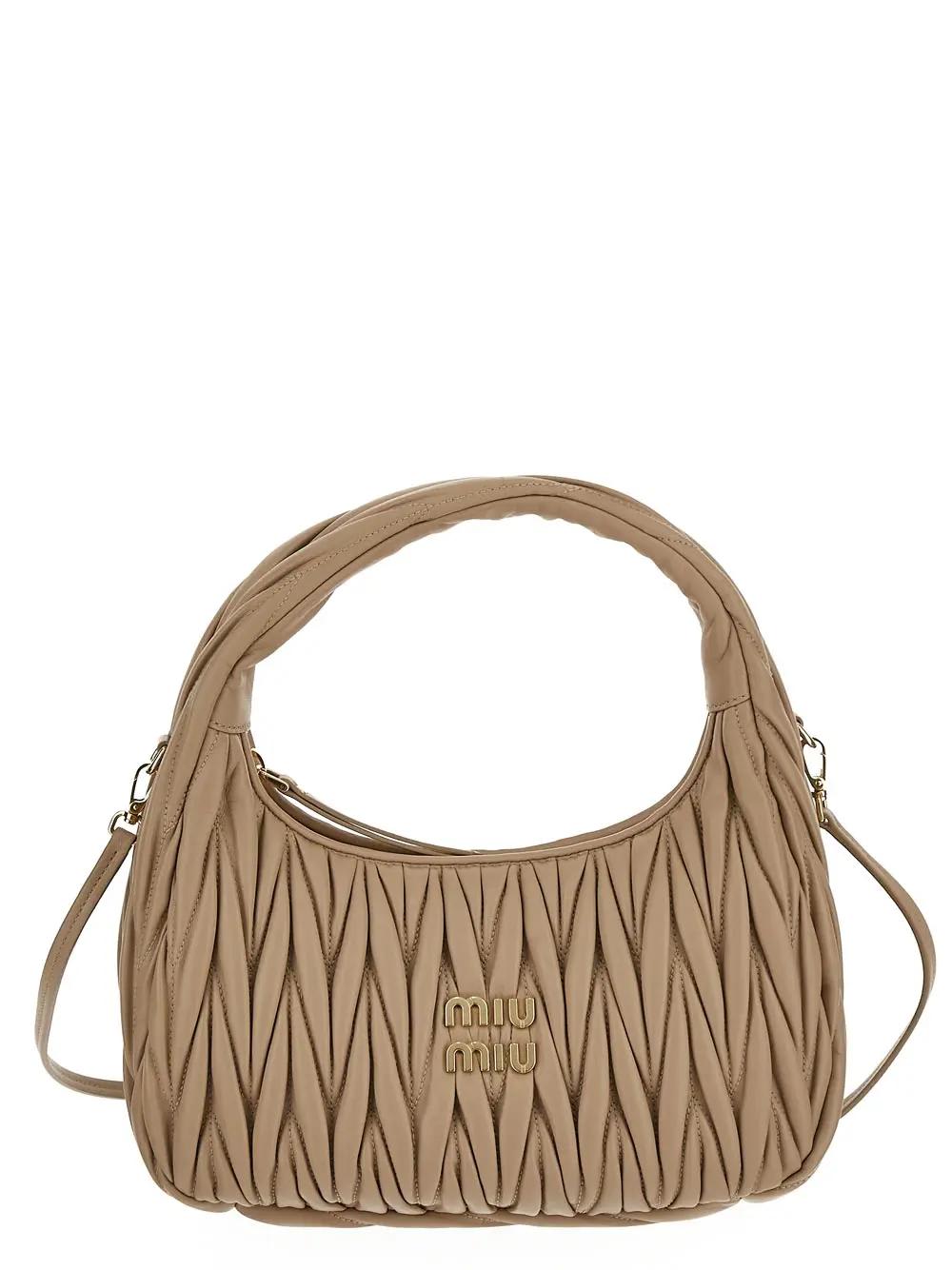 Miu Wander Shoulder Bag in Beige - Miu Miu