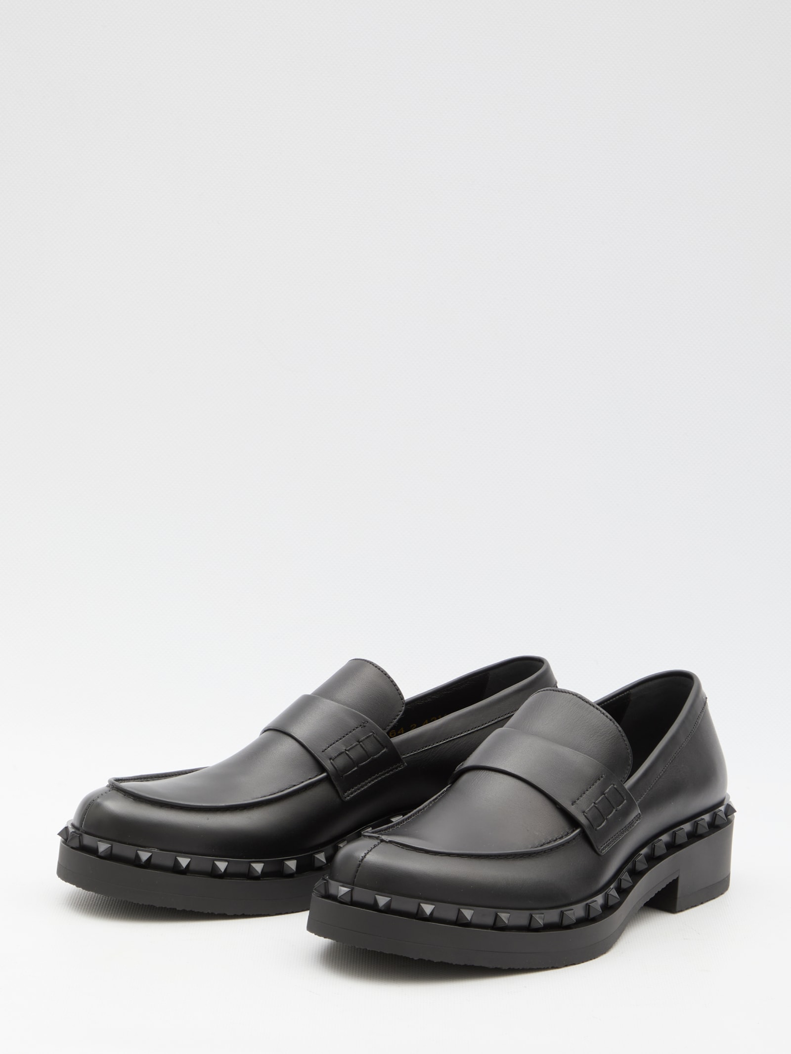 Shop Valentino Rockstud M-way Loafers In Black