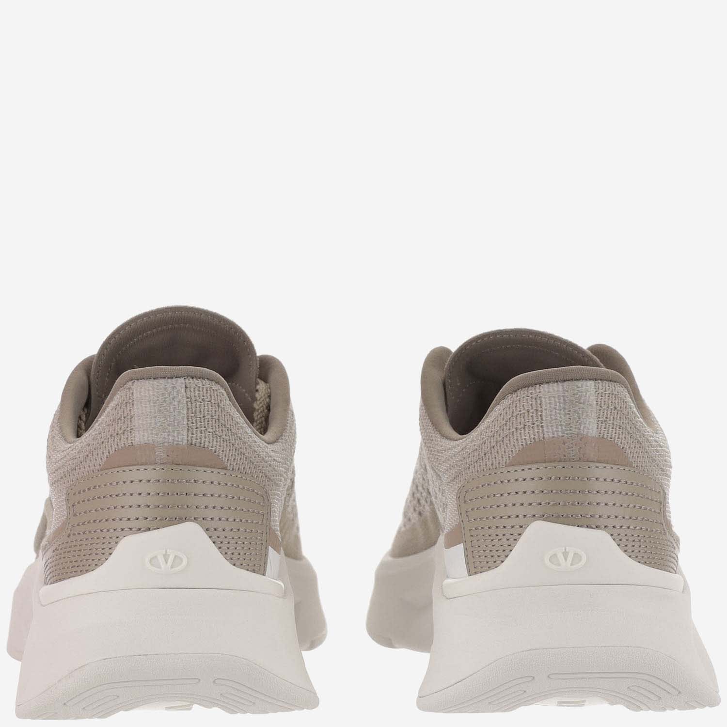 Shop Valentino True Actress Sneakers In Mesh And Leather In Beige