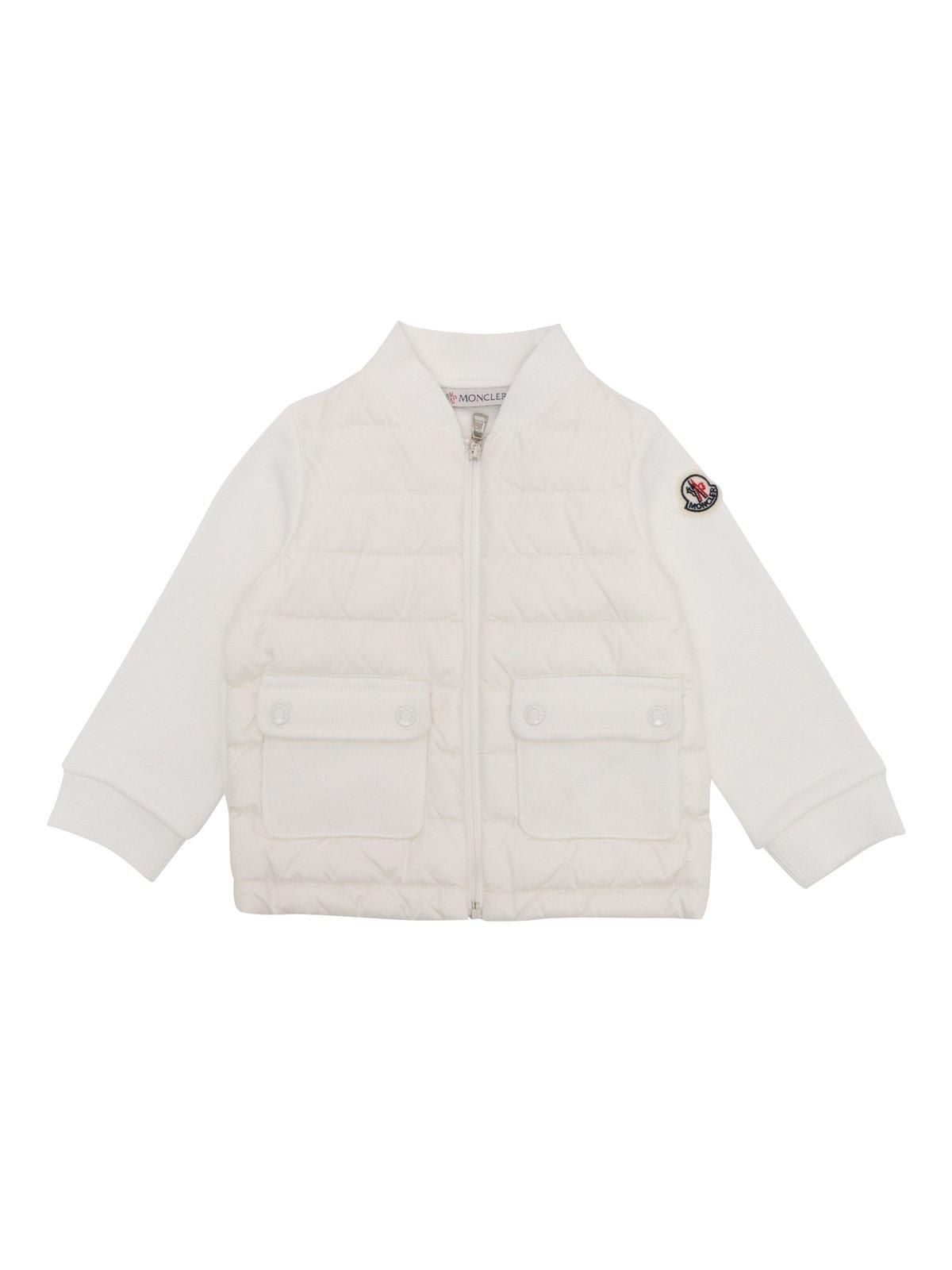 Shop Moncler Padded Zip-up Sweatshirt In Bianco