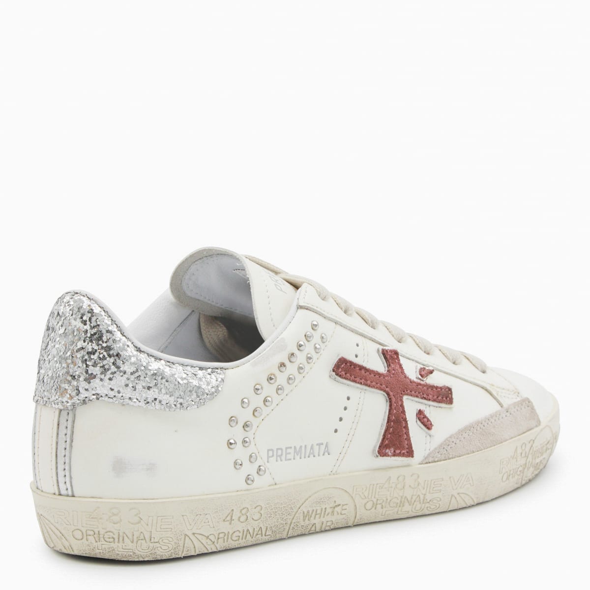 Premiata White And Red Leather Sneakers In White