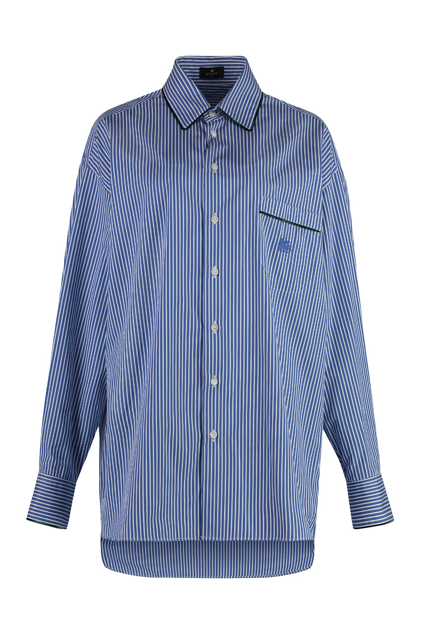 Shop Etro Striped Cotton Shirt In Blue