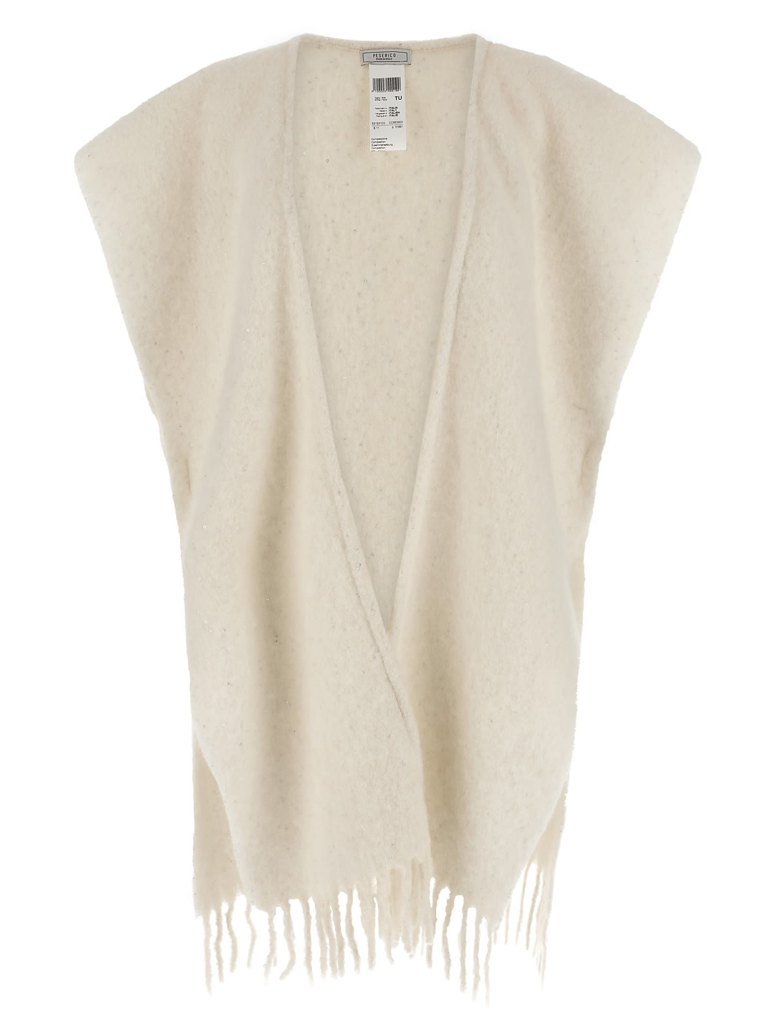 Peserico Circular Gauze Cape In Brown