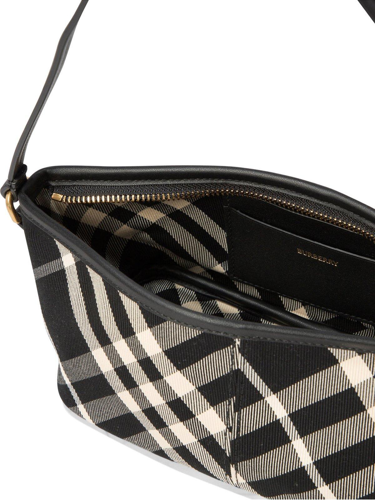 Shop Burberry Vintage Check Zipped Mini Shoulder Bag In Black/calico