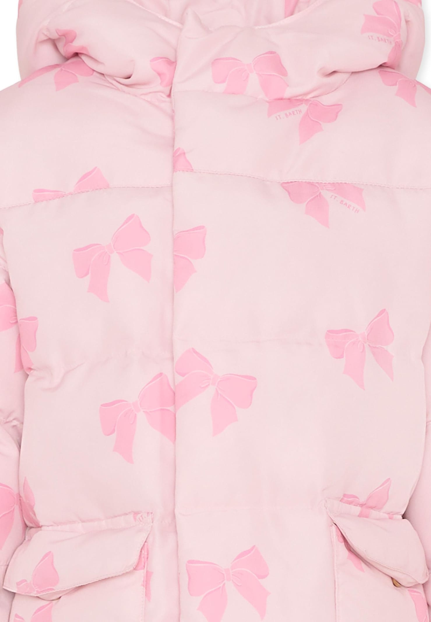 Mc2 Saint Barth Pink Down Jacket For Girl With Minnie In Pink