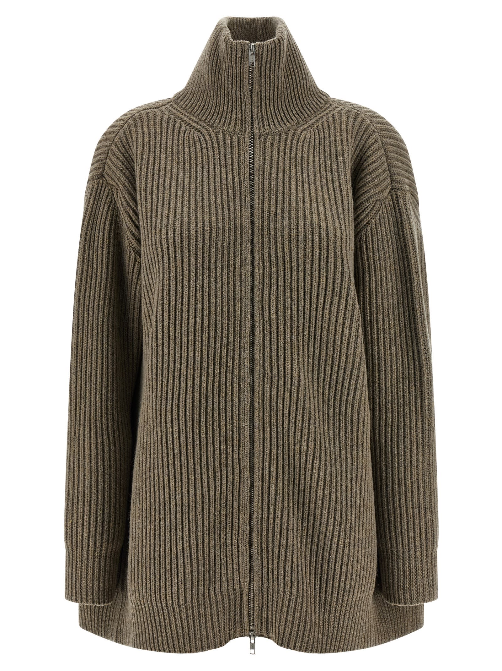 Mm6 Maison Margiela Panel Insert Cardigan Sweaters And Cardigans Beige In Green