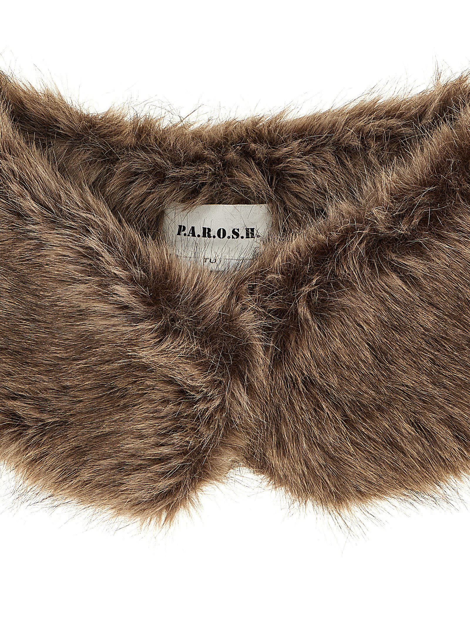 P.a.r.o.s.h Faux Fur Collar Scarves And Foulards Brown In Brown