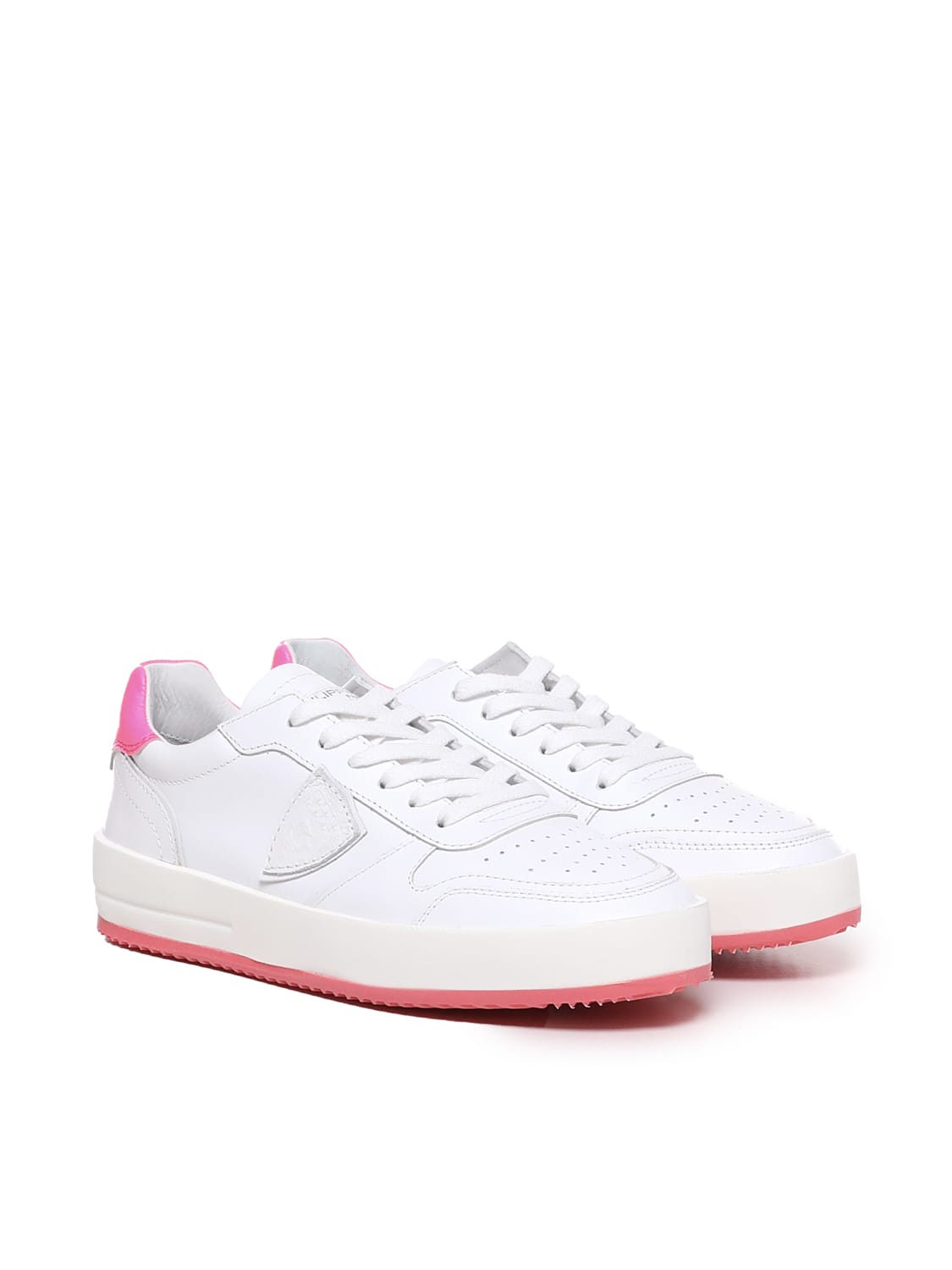 Shop Philippe Model Nice Low Sneakers In White, Pink