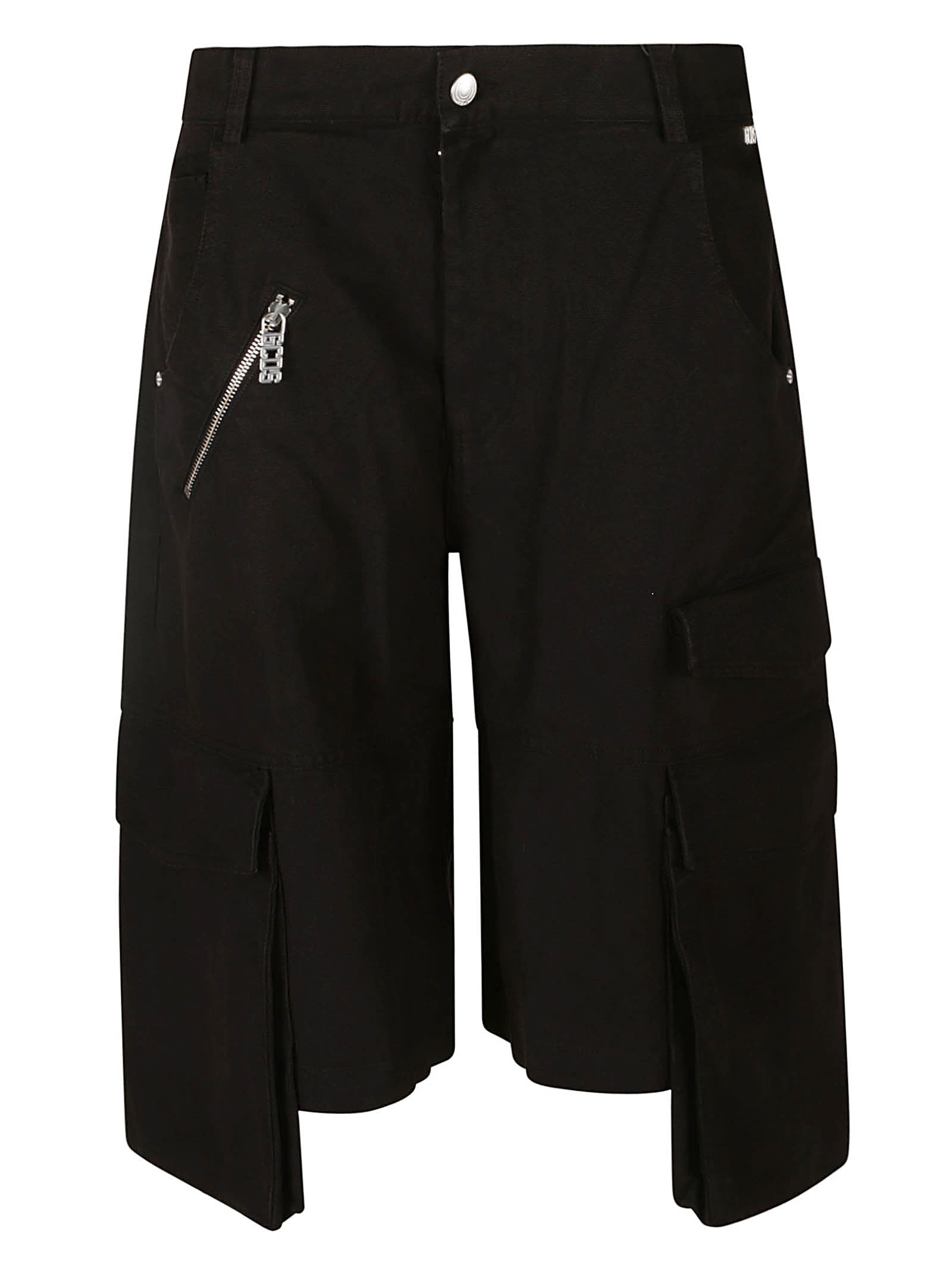 Gcds Logo Patched Cargo Shorts In Nero