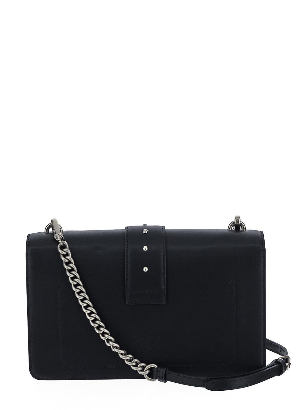 Pinko Love One Chevron Shoulder Bag In Black