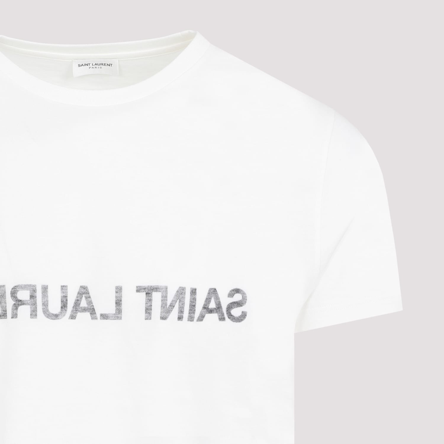 Saint Laurent Natural Black Cotton T-shirts And Polos In White