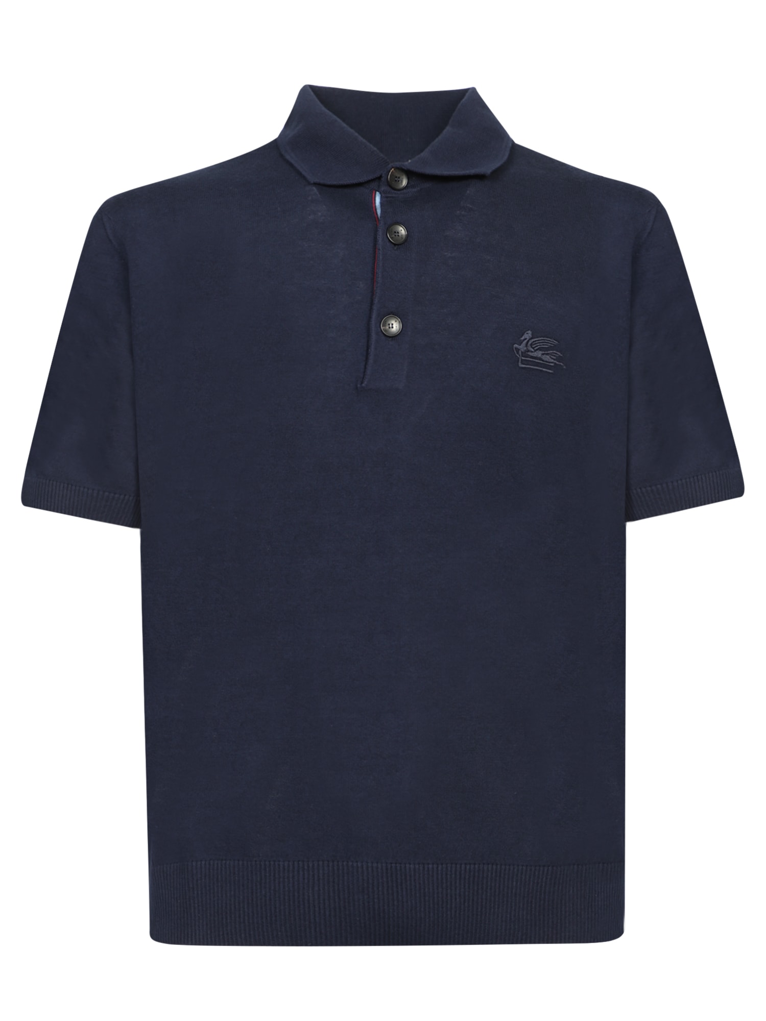 Knitted Blue Polo Shirt