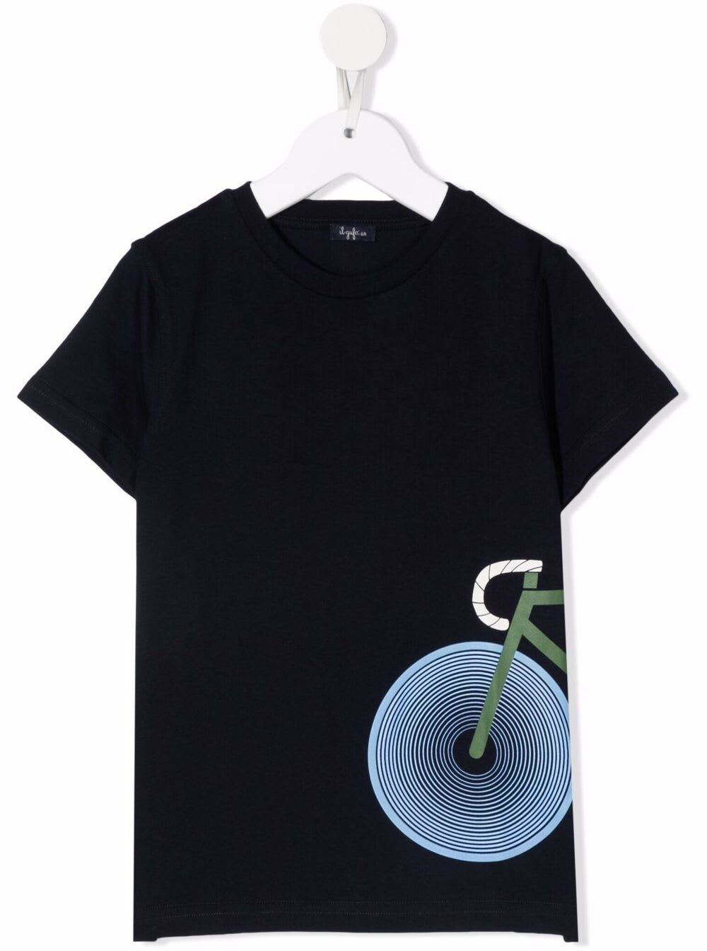 Il Gufo Boy Cotton Black T-shirt With Cycle Print