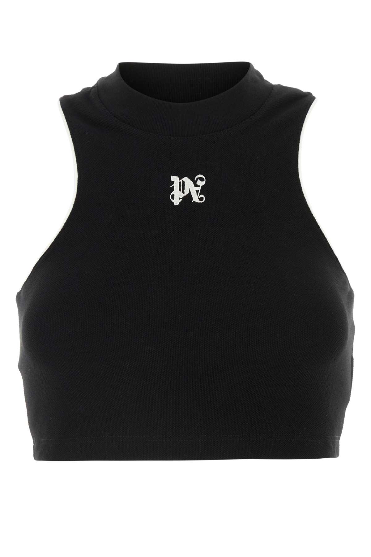 Shop Palm Angels Black Piquet Top In 1003