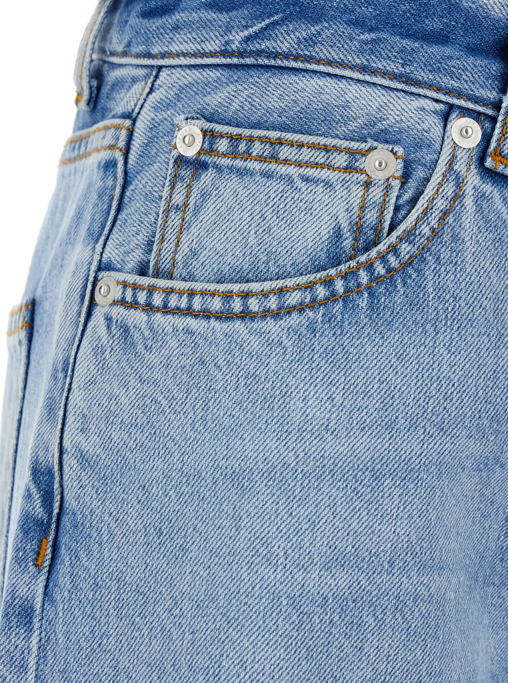 Shop Haikure Korea Blue Jeans With High Waist And Logo Patch On The Reari N Denim Woman