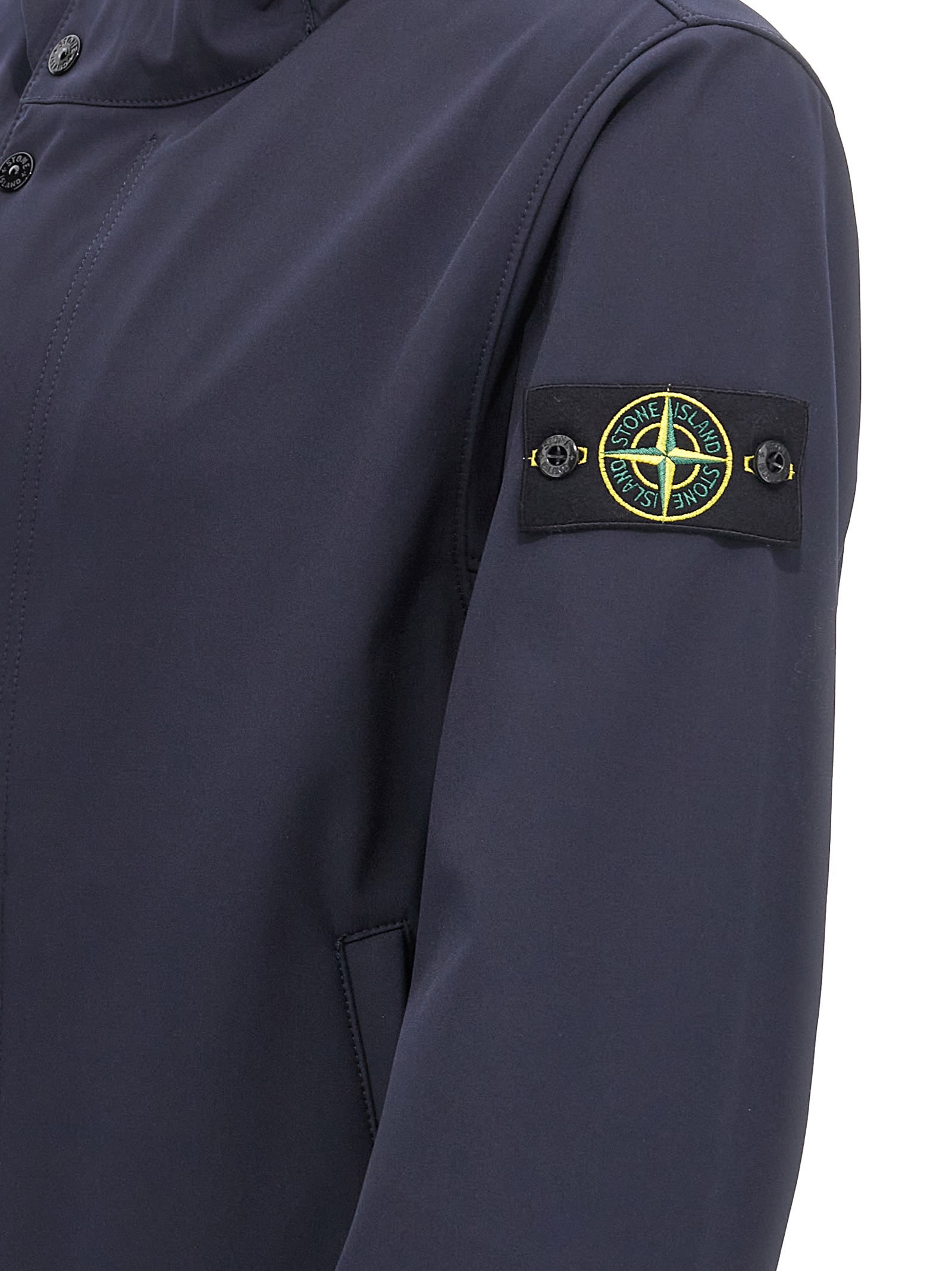 Stone Island Blue Light Soft Shell-r E. Dye Technology Jacket In Black