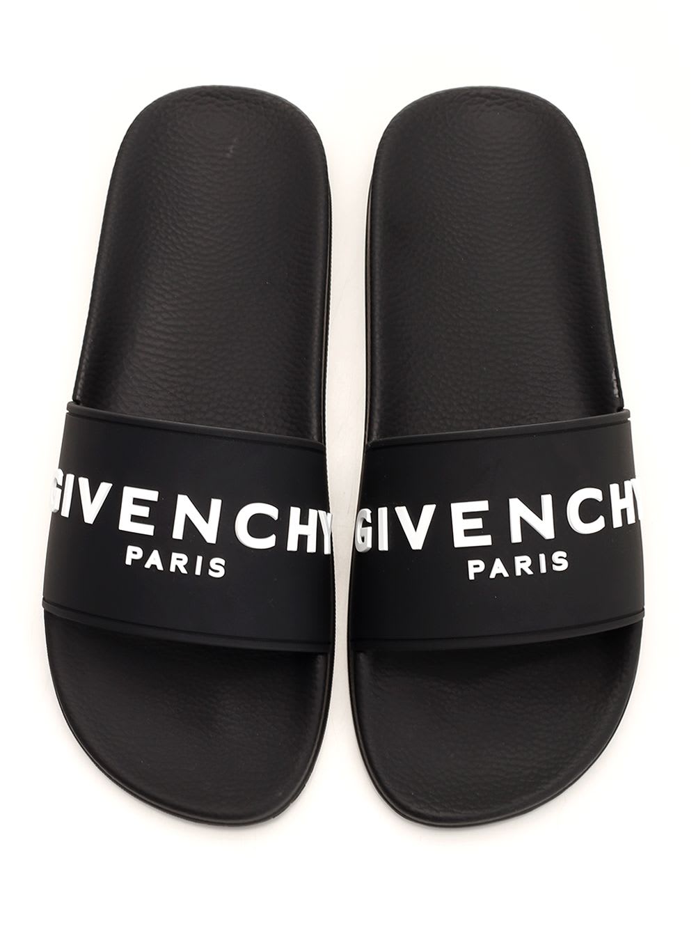 Shop Givenchy Black Slides With Logo In Nero