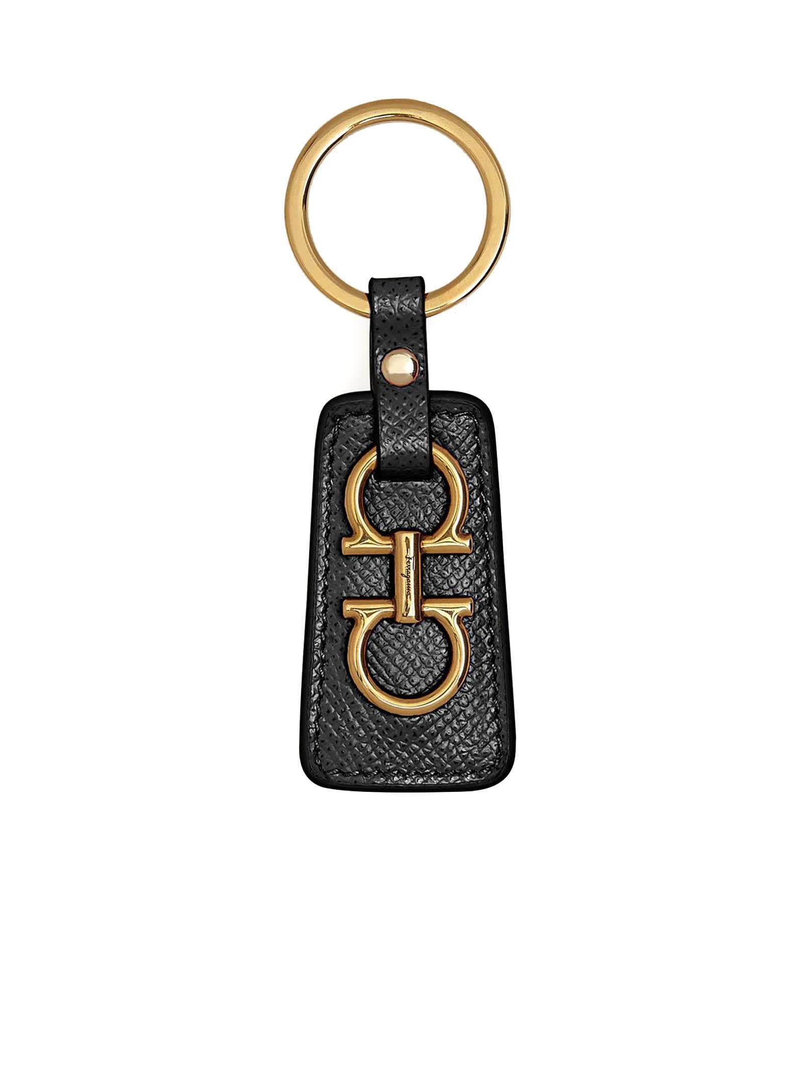 Salvatore Ferragamo Key Ring In Hammered Calf Leather