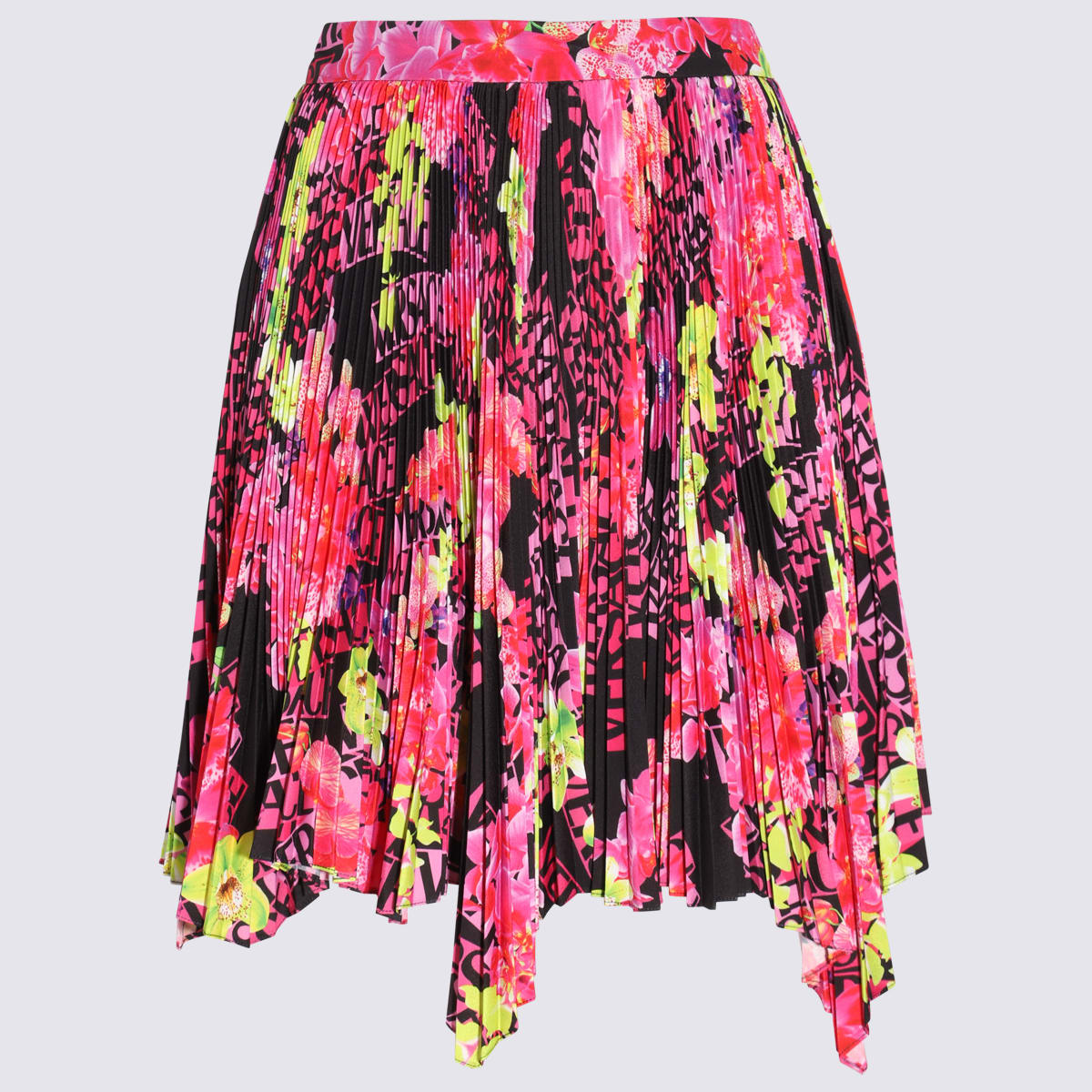 Shop Versace Multicolour Pleated Skirt In Orchid
