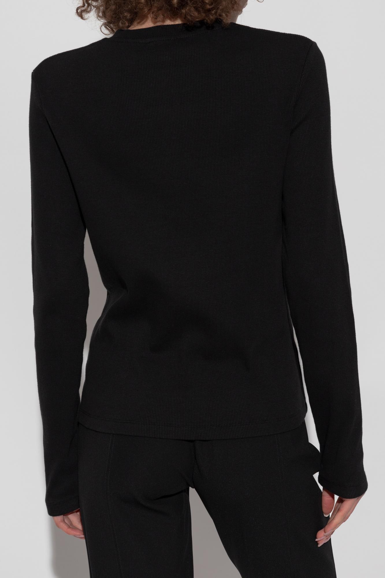 Anine Bing Striped Long Sleeve Tshirt In Black