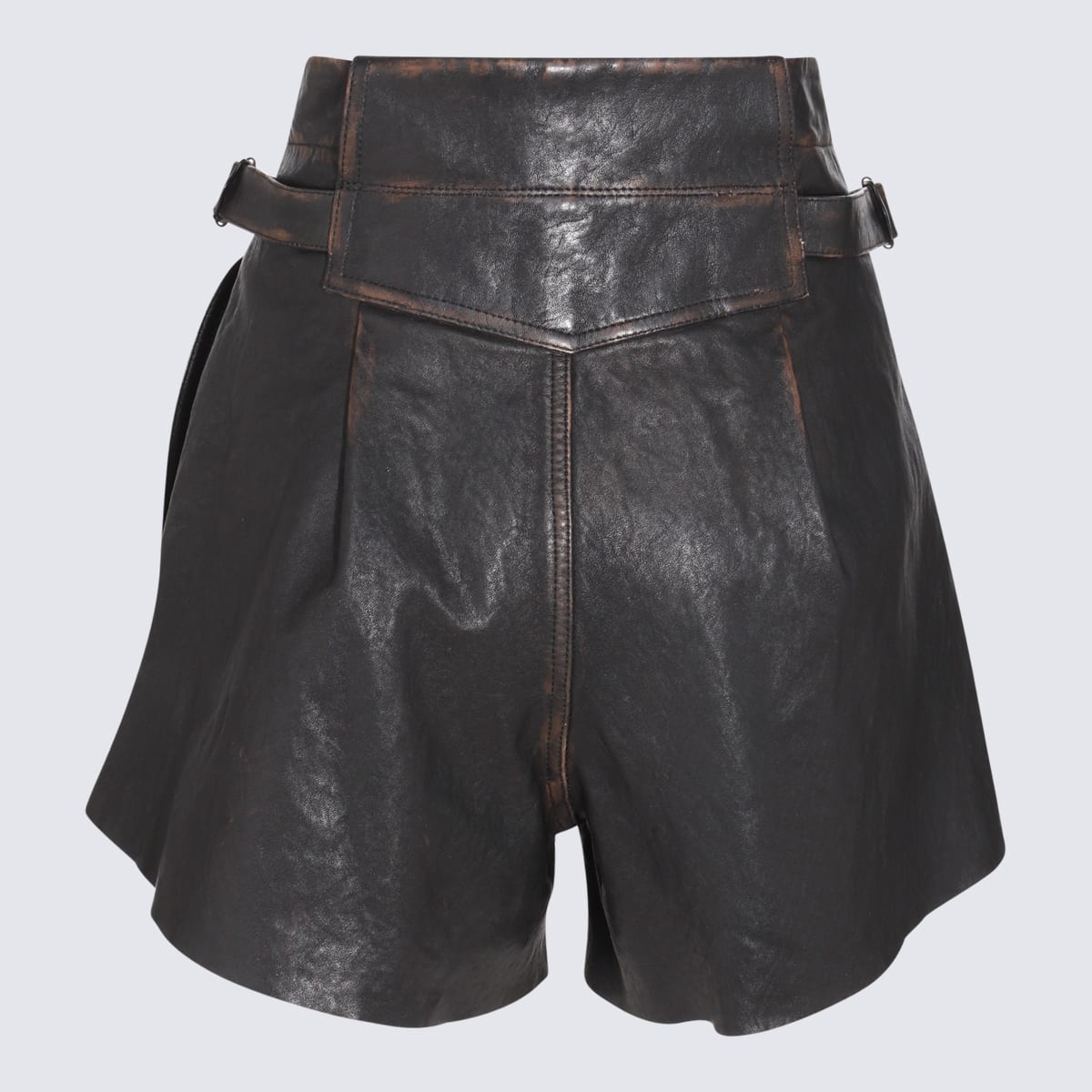 Shop The Mannei Black Leather Sakib Shorts