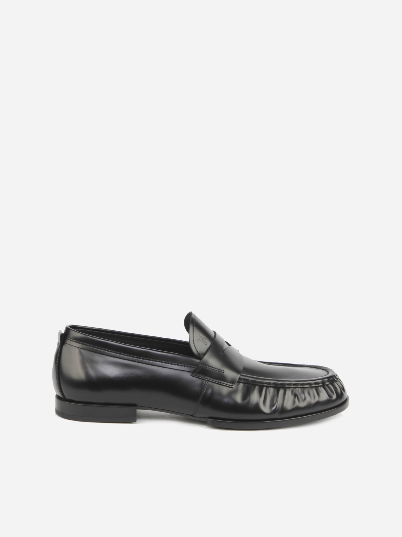 Tods Leather Loafers With Gathered Finish