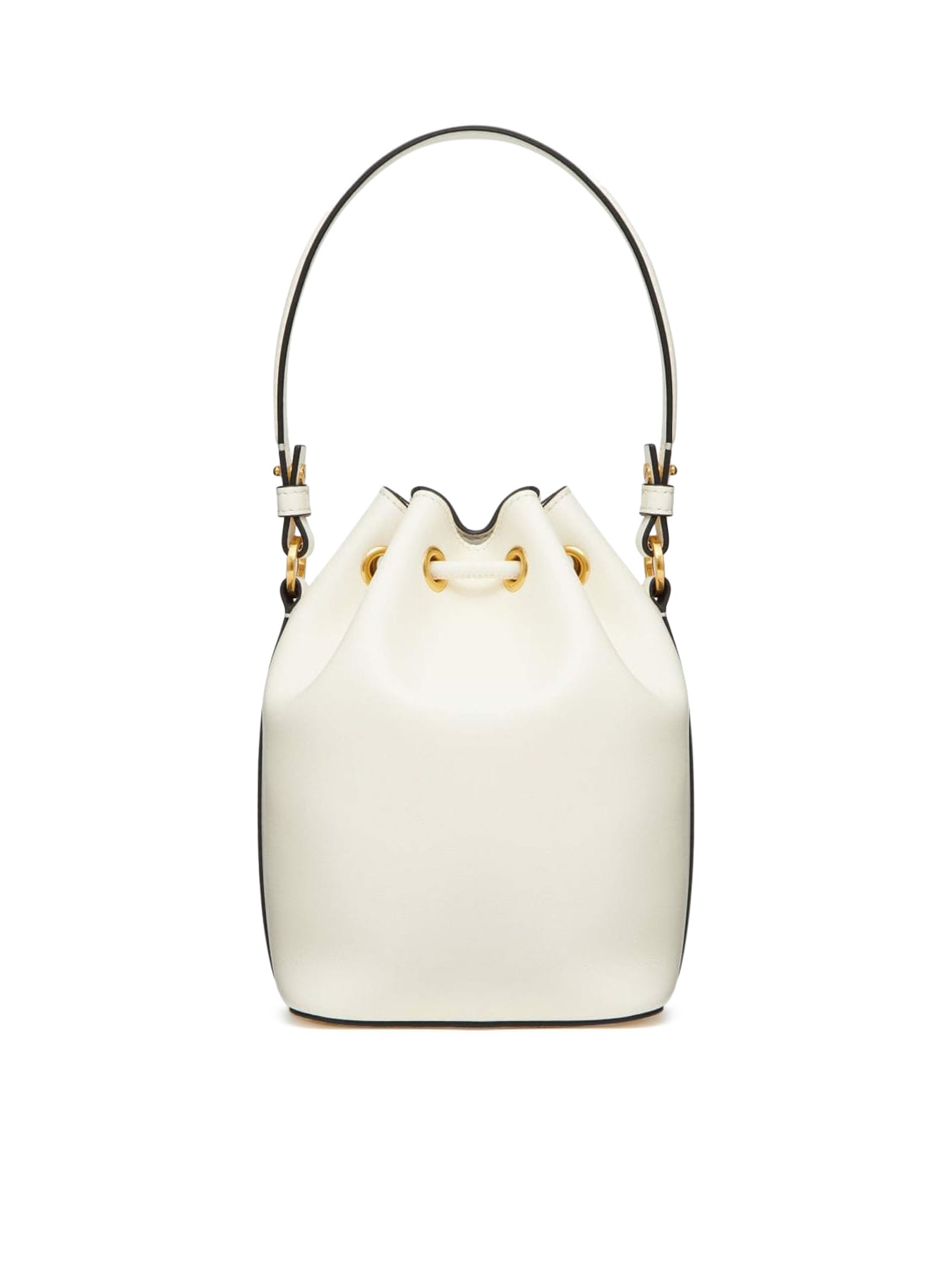 Valentino Vlogo Bucket Bag Contrast Trim In White