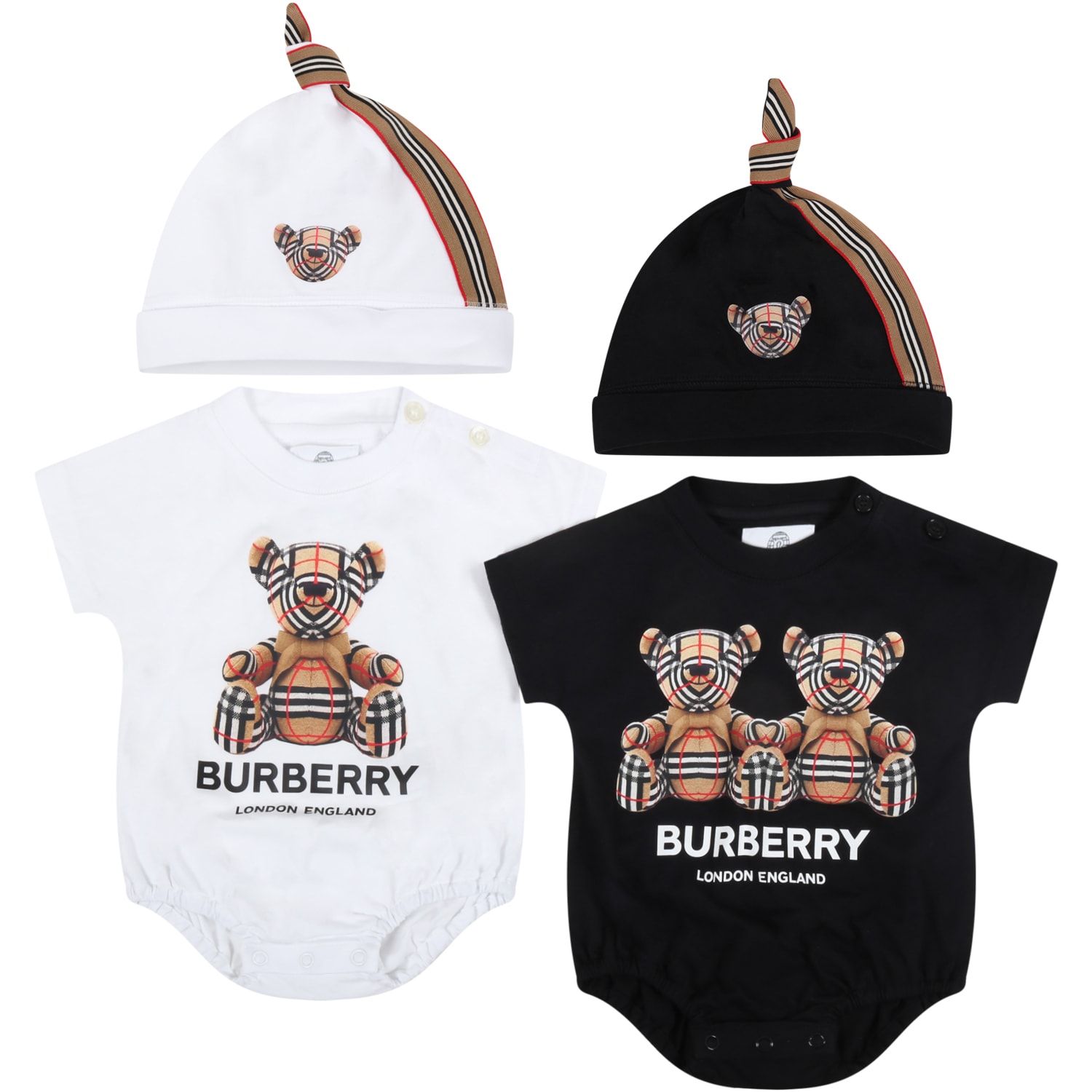 Burberry Multicolor Set For Babykids With Thomas Bear