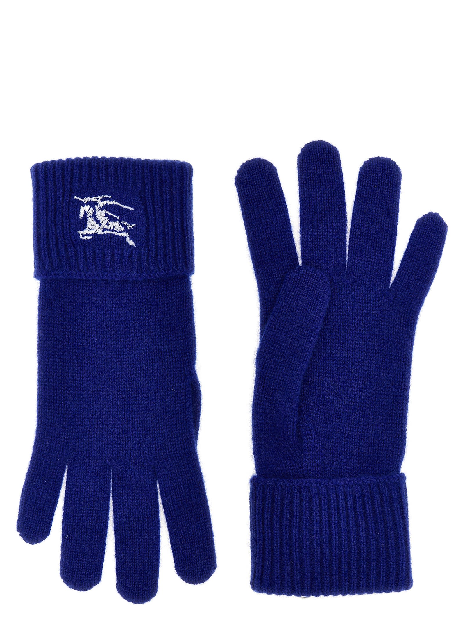 Shop Burberry Equestrian Knight Design Gloves In Blue