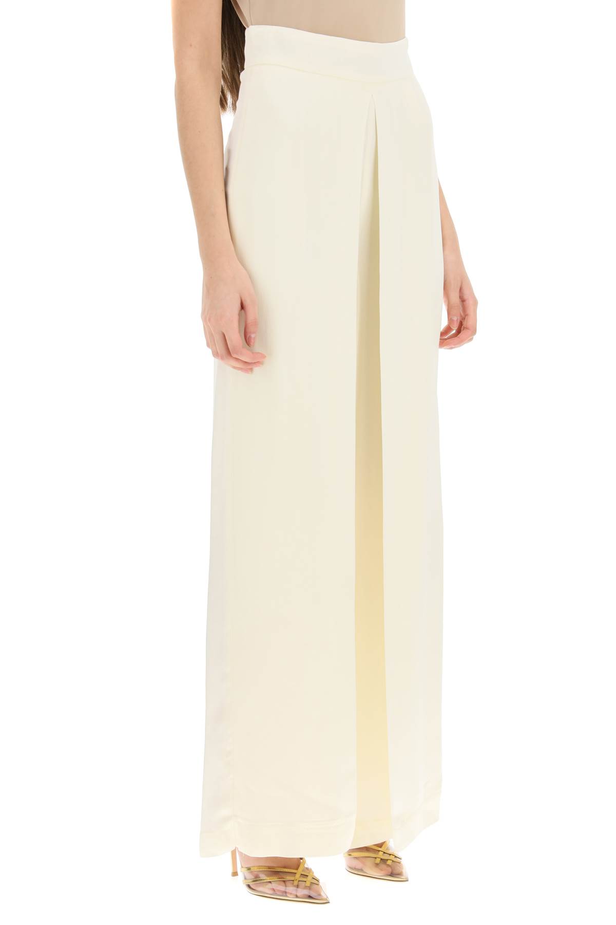 Shop Mvp Wardrobe Belmont Satin Pants In Crema (white)