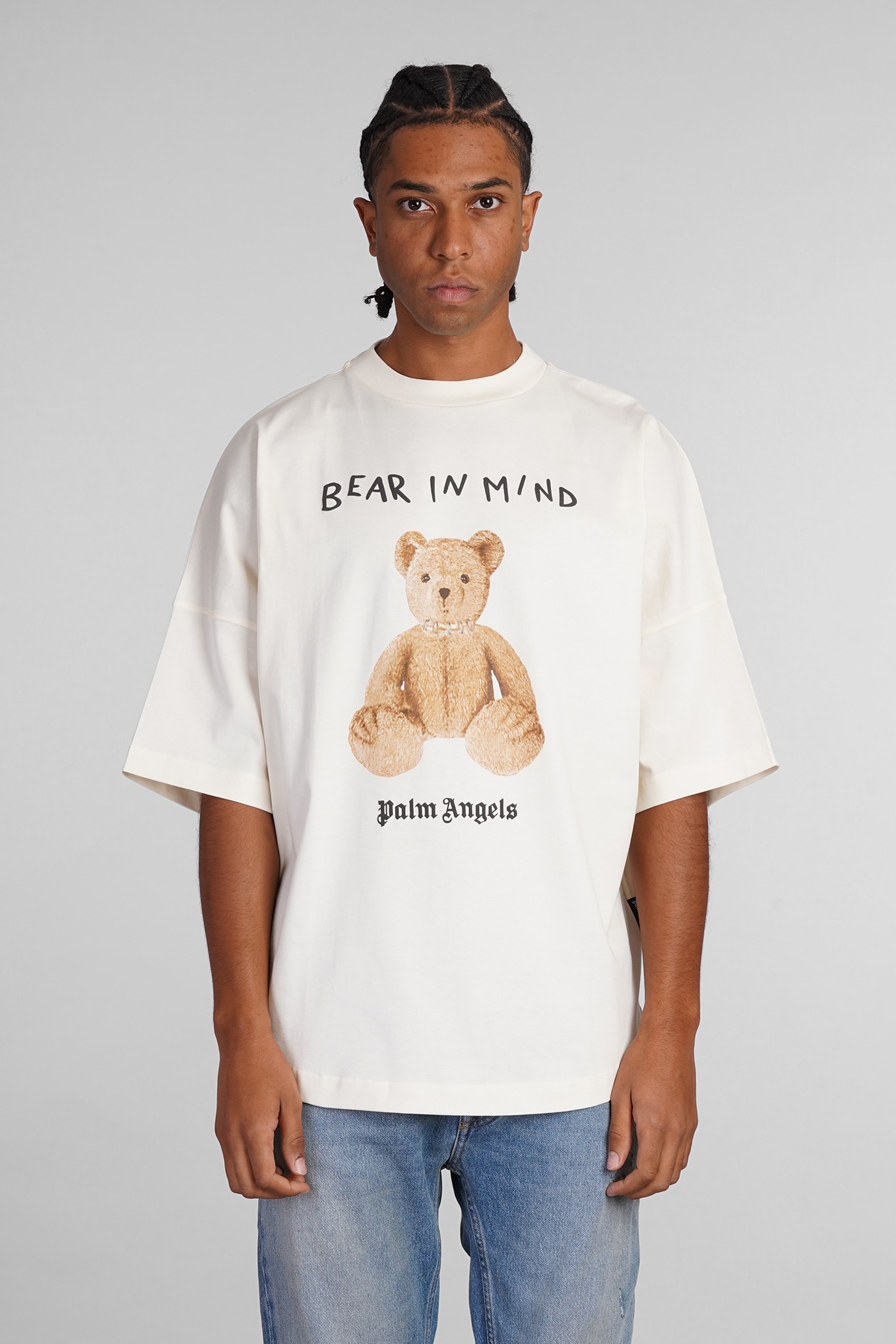 Shop Palm Angels T-shirt In Beige Cotton